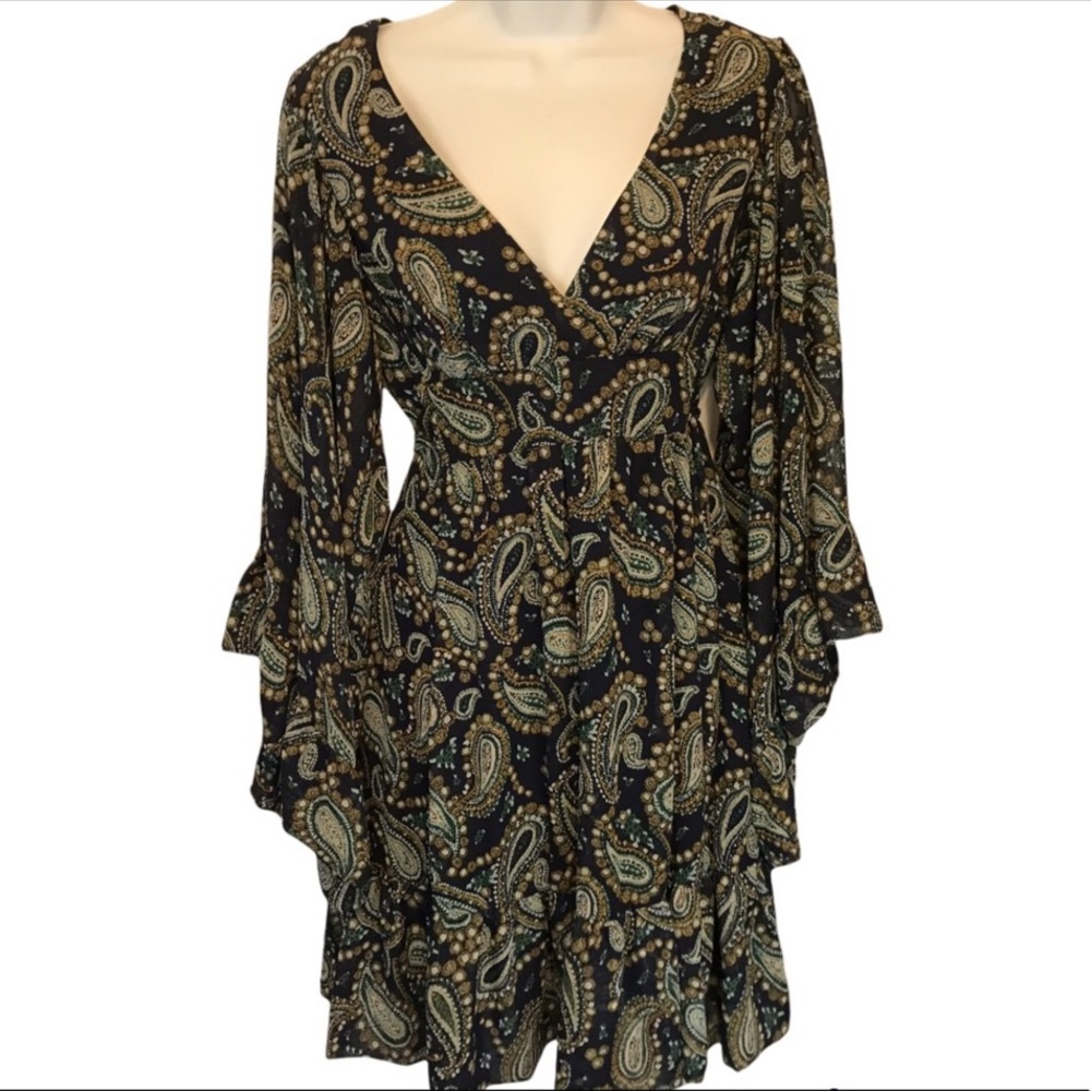 Betsey Johnson Dress Paisley Bell Sleeves
